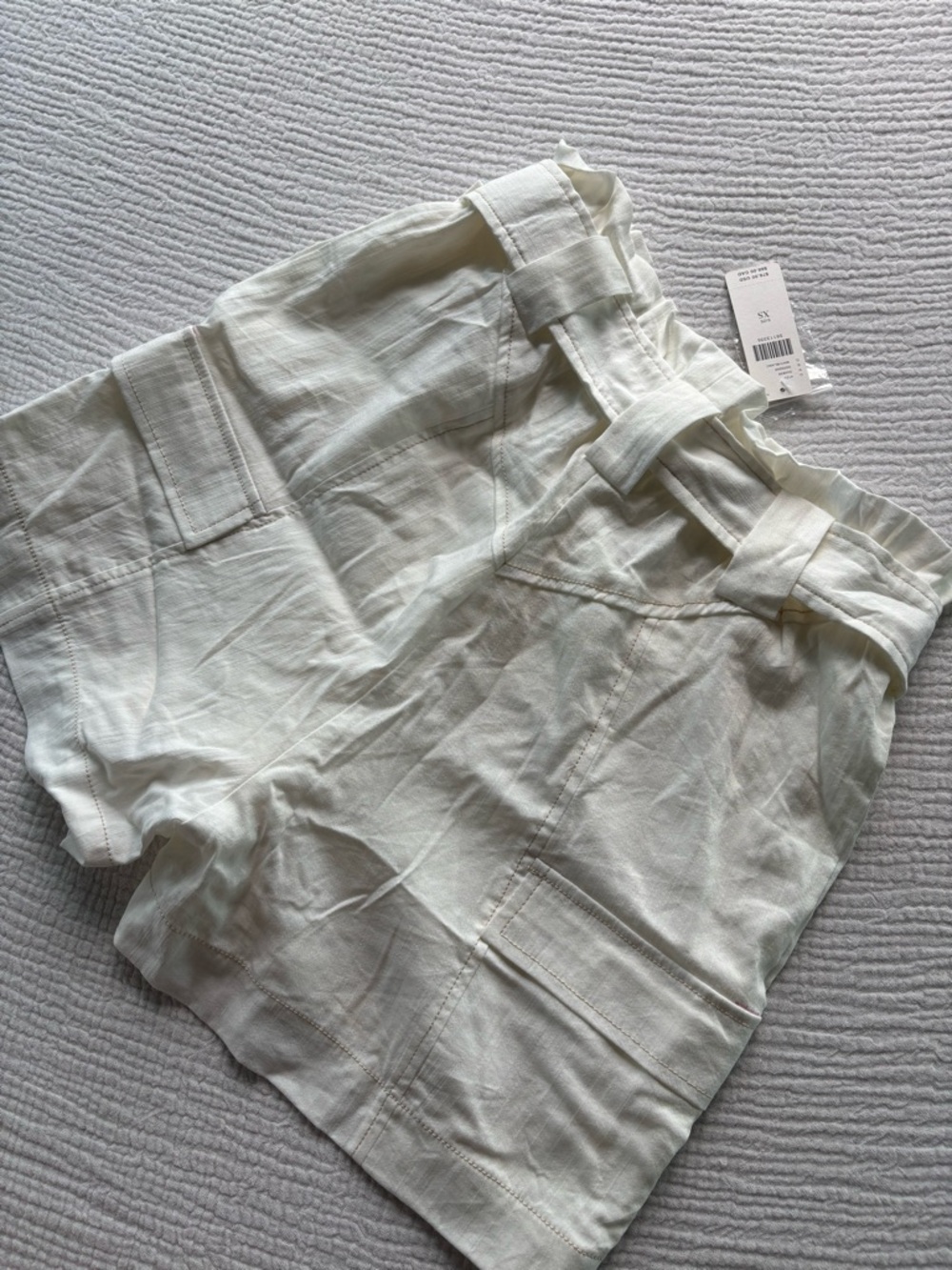 Anthropologie White Linen Blend Shorts Belted XS NWT High Rise - Picture 3 of 6